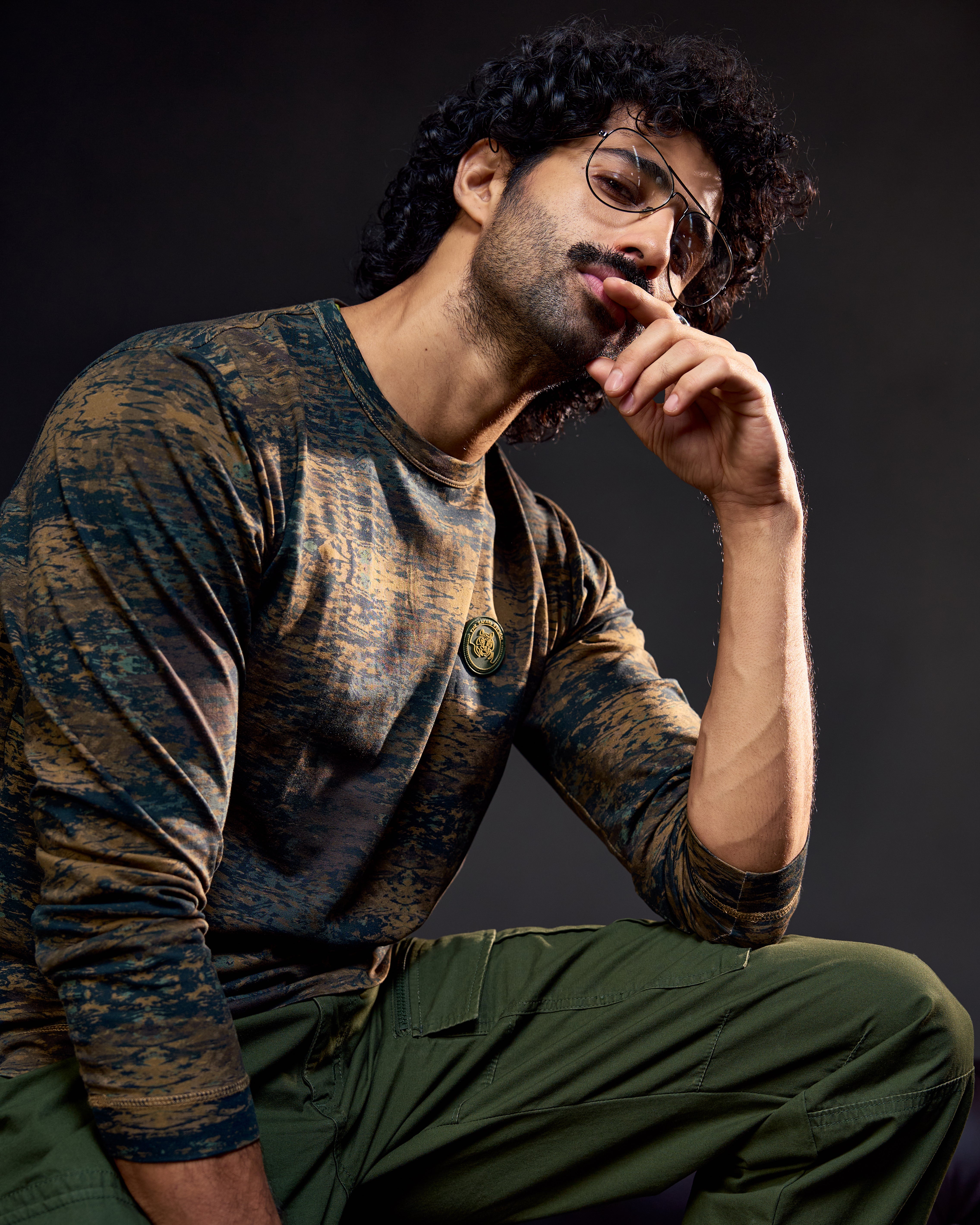Tiger Track - Full Sleeves Men's Safari Tee in Camo