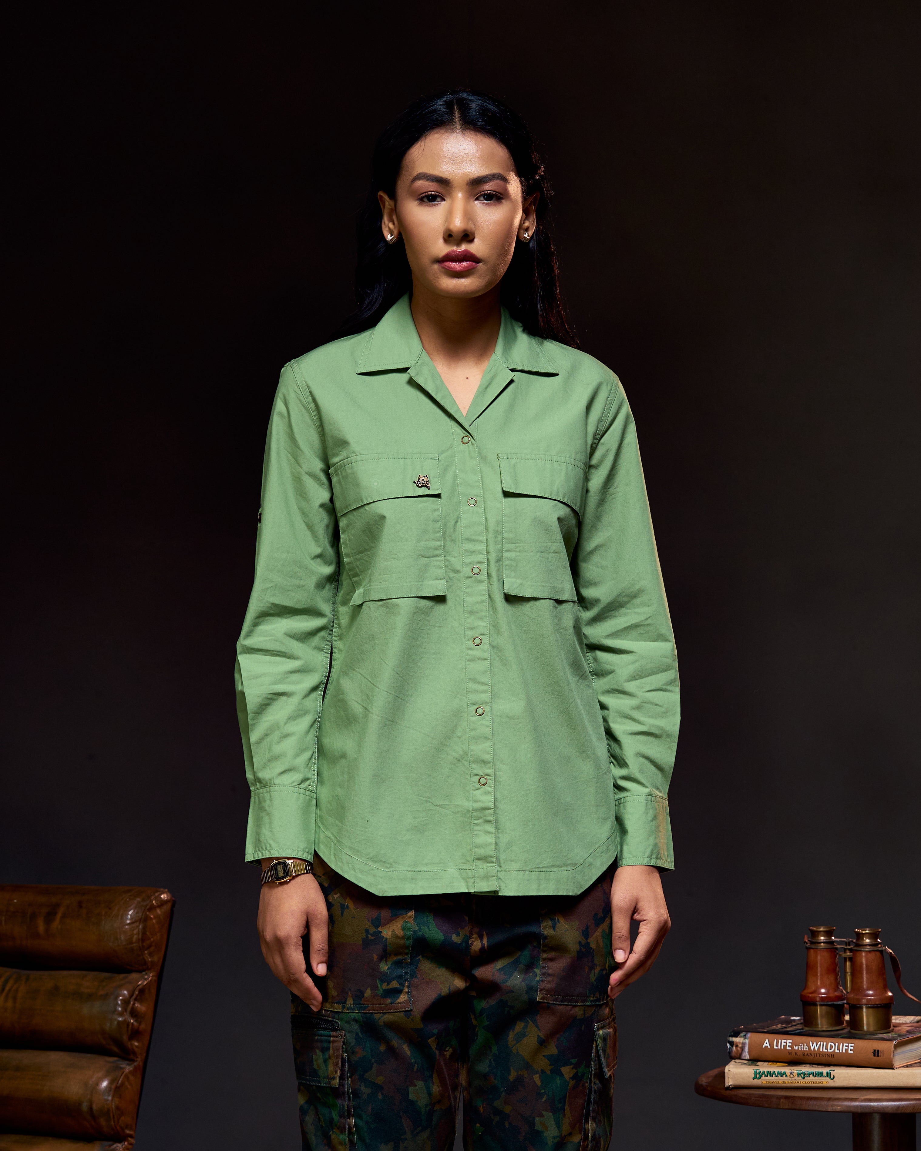 Panthera Air Vent - Women's Safari Shirt in Sal Green