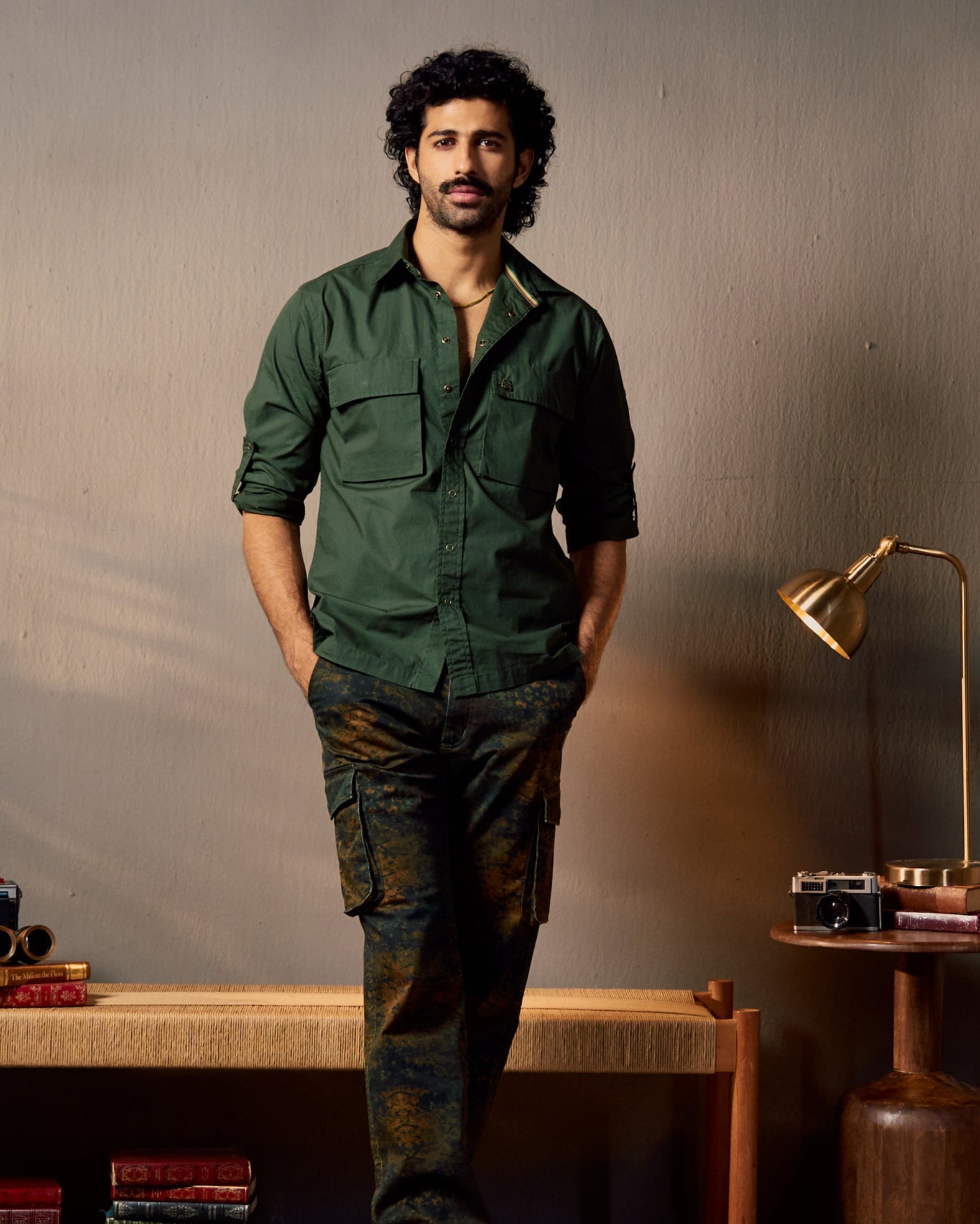 RICOCHO Heren Safari Shirt Lange Mouw Cargo Shirts Heren RICOCHO Heren Safari Shirt Lange Mouw Cargo Shirts Heren