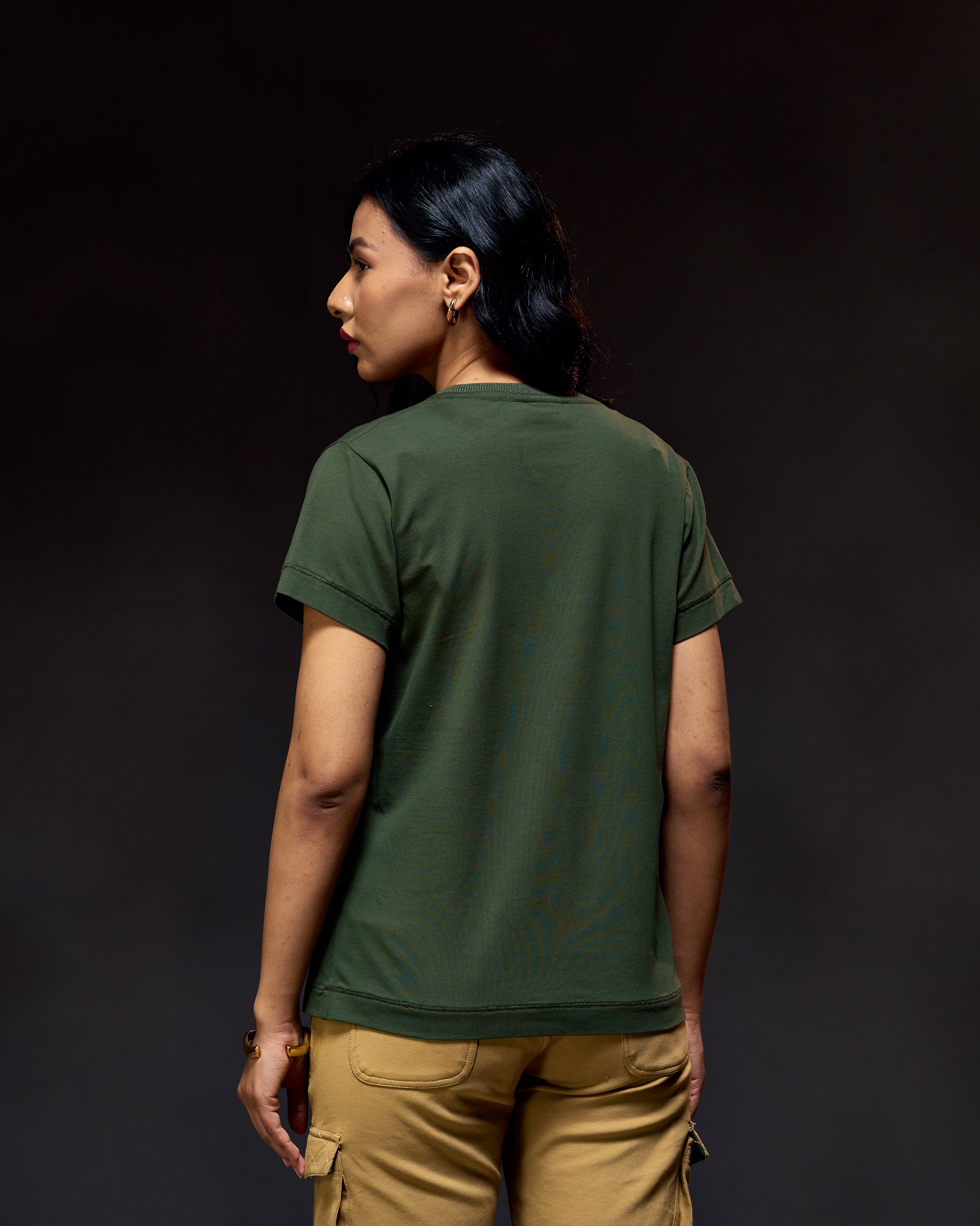 Gazing Tiger - Women's Safari Tee in Kombu Green