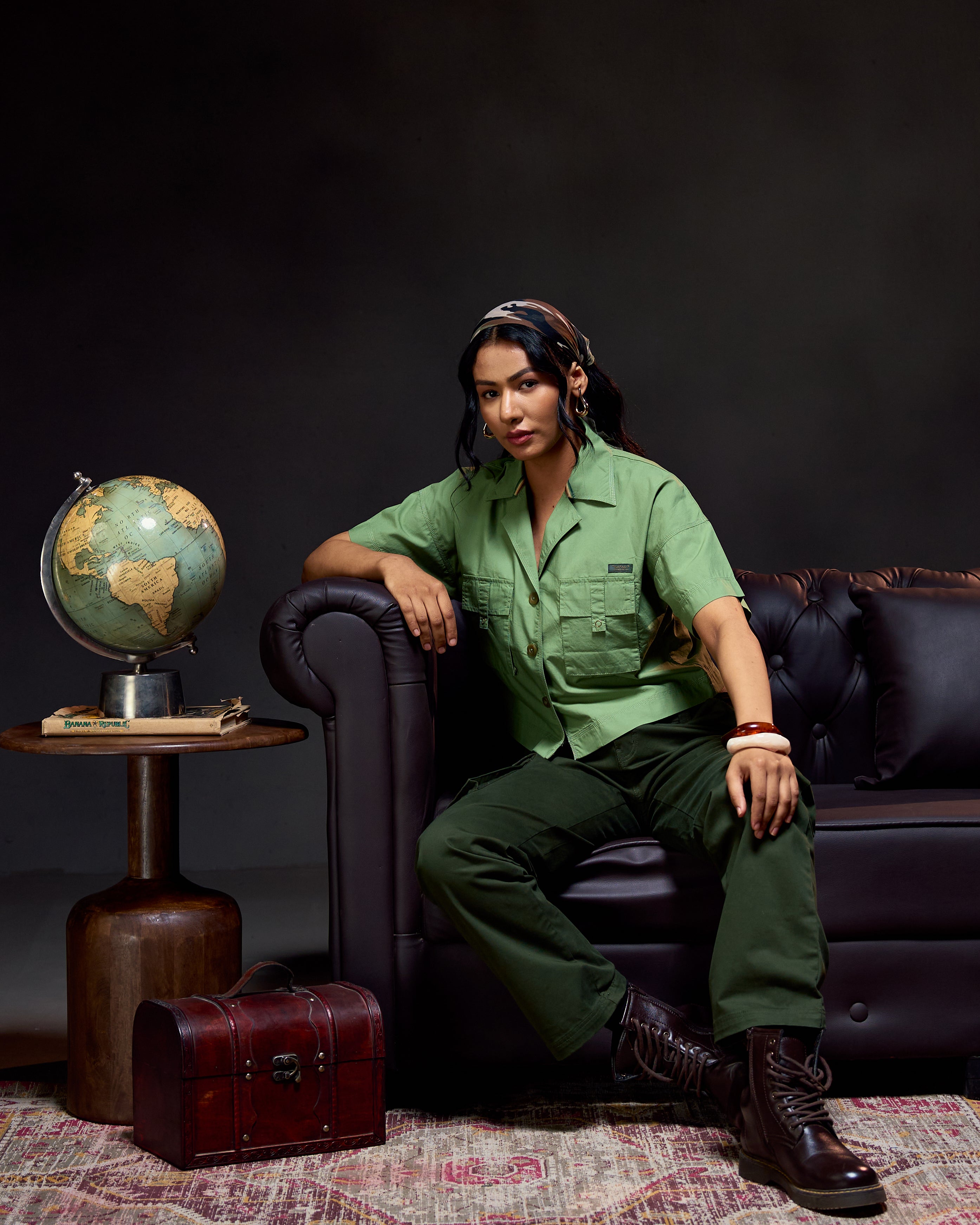 Panthera Crop - Women's Safari Shirt in Sal Green