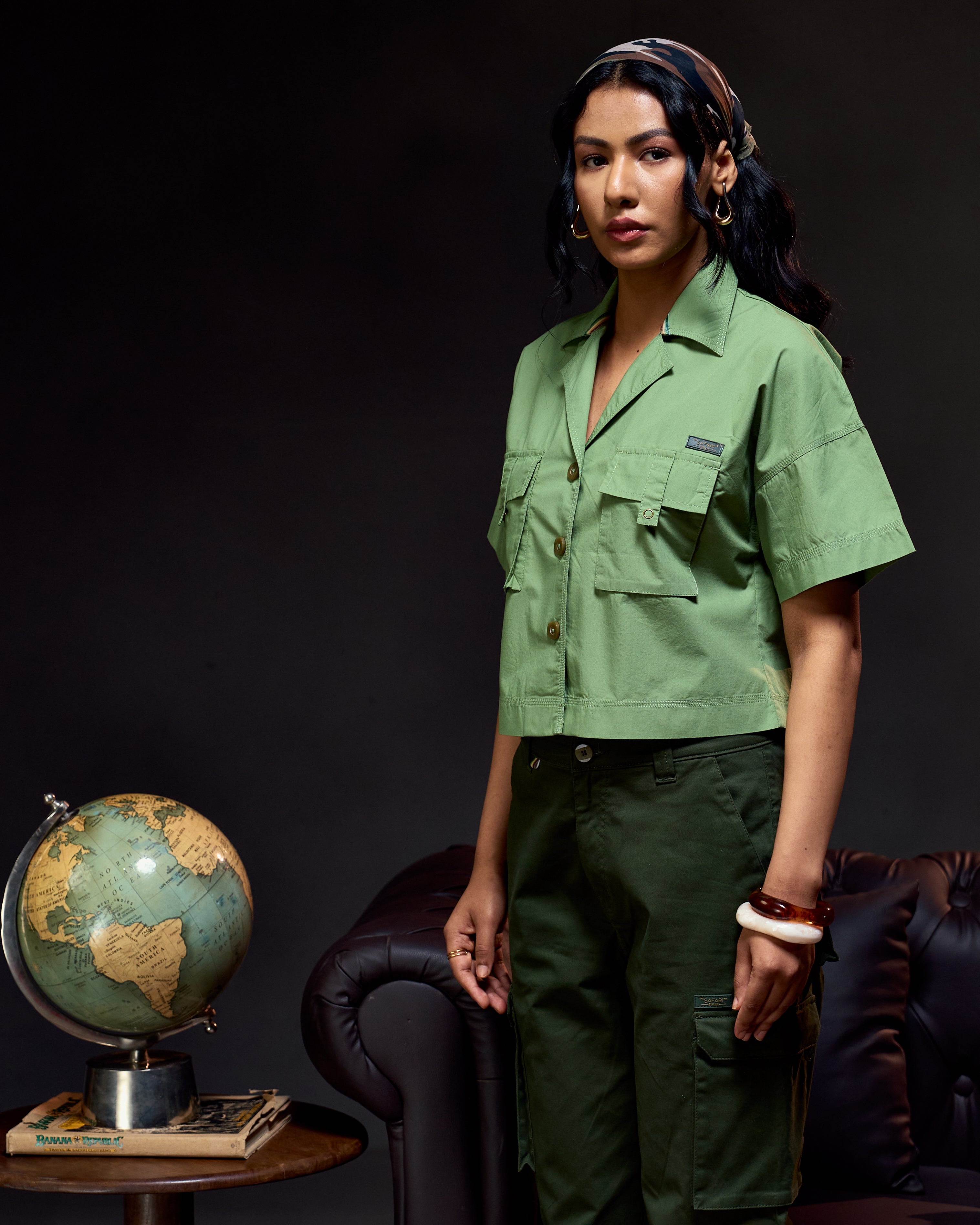 Panthera Crop - Women's Safari Shirt in Sal Green