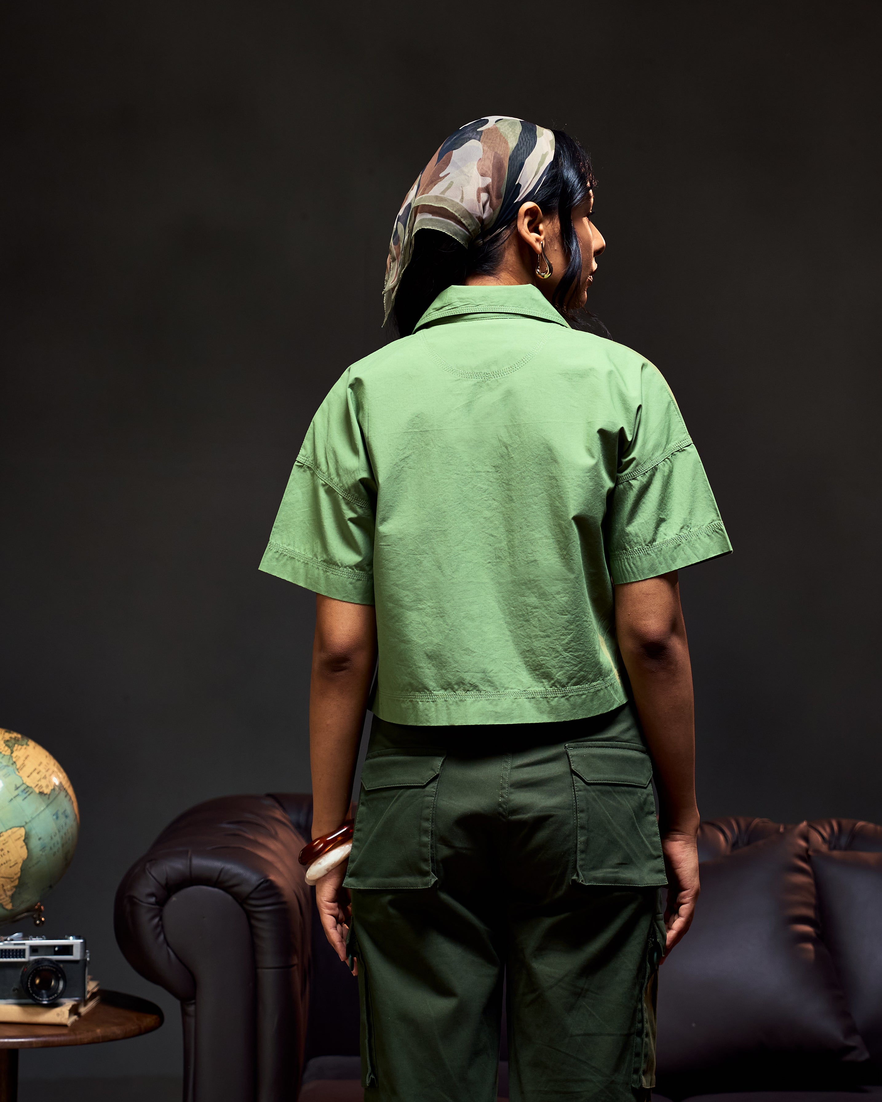 Panthera Crop - Women's Safari Shirt in Sal Green