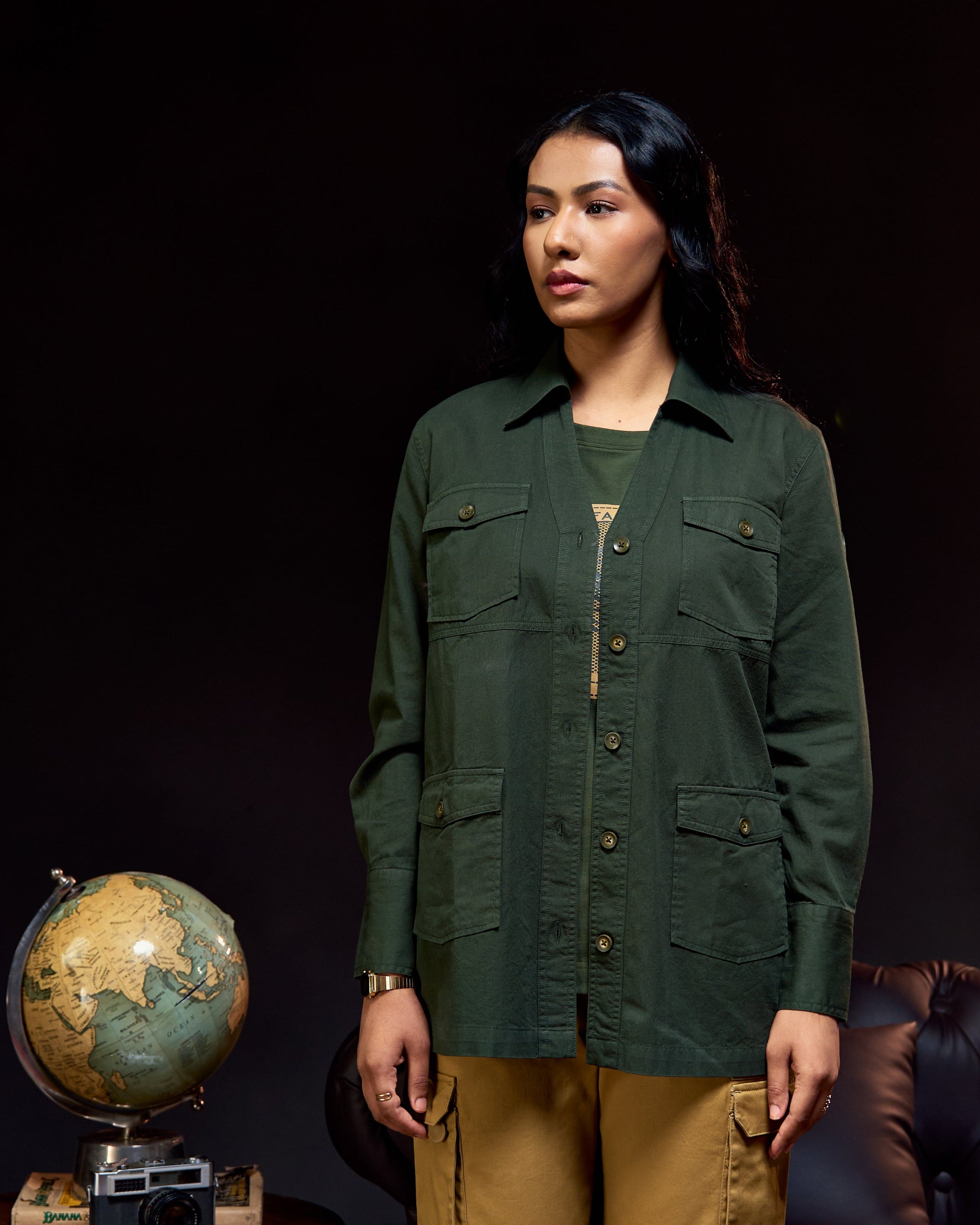 Panthera - Women's Shacket in Kombu Green