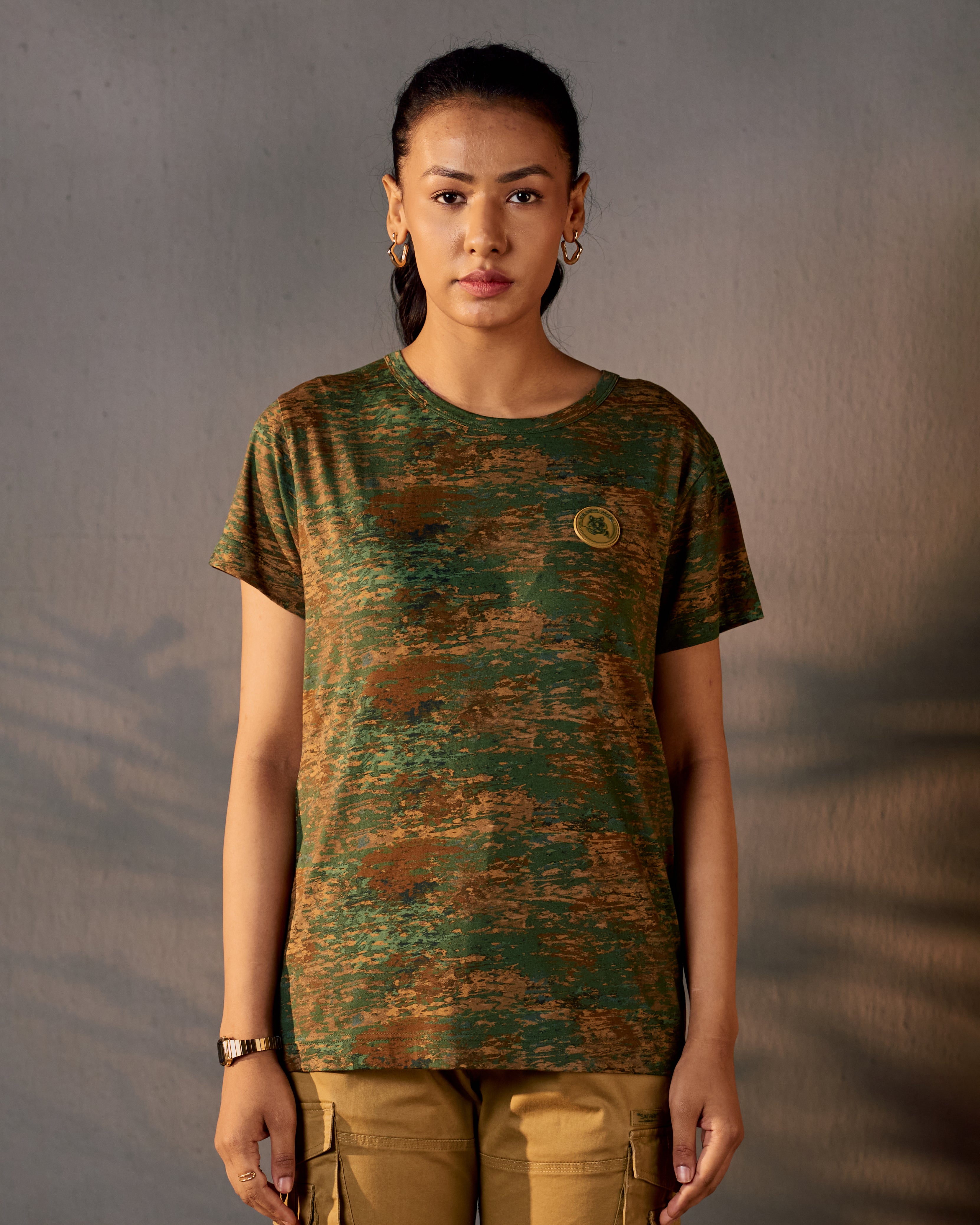 Tiger Track - Women's Safari Tee in Camo