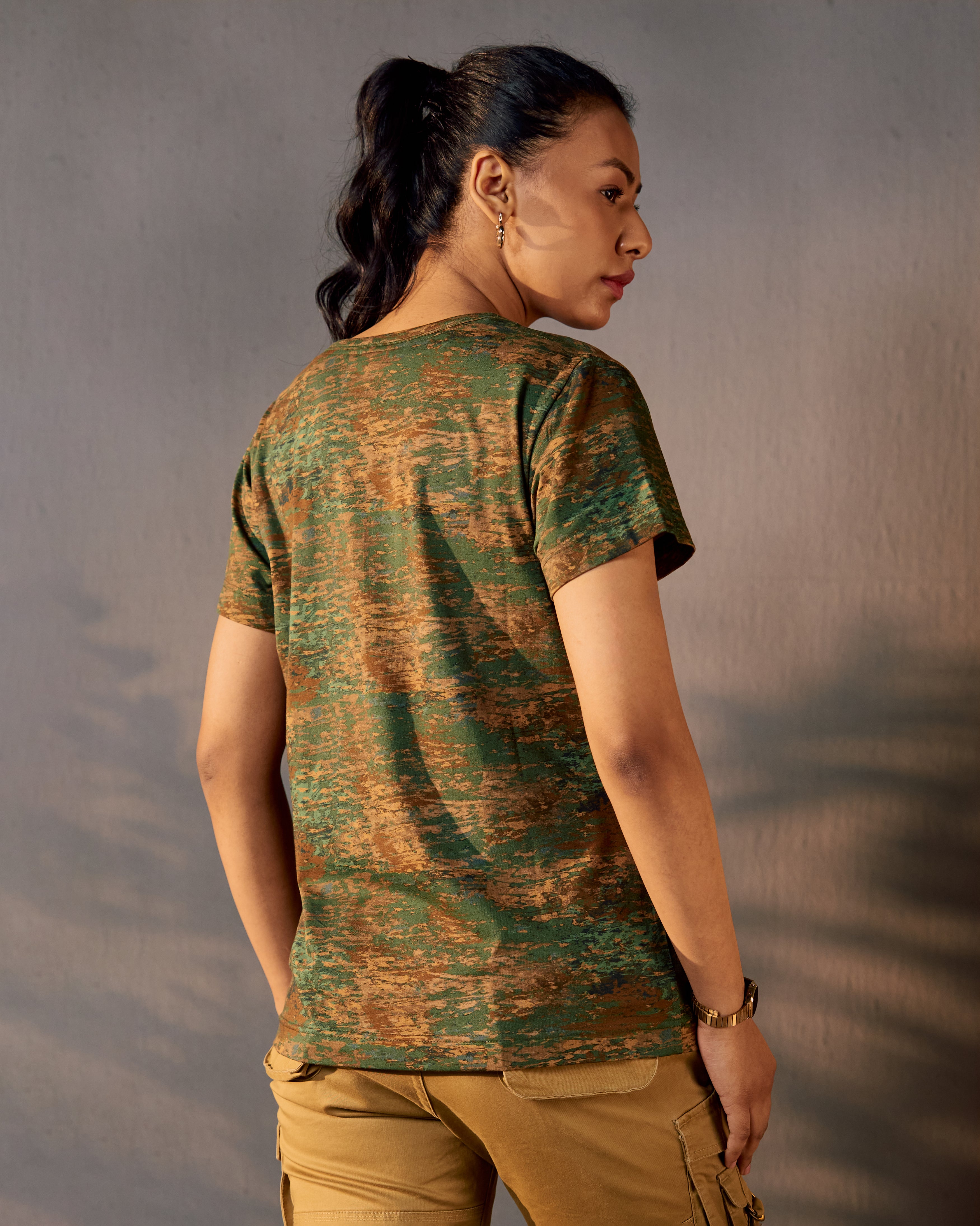 Tiger Track - Women's Safari Tee in Camo