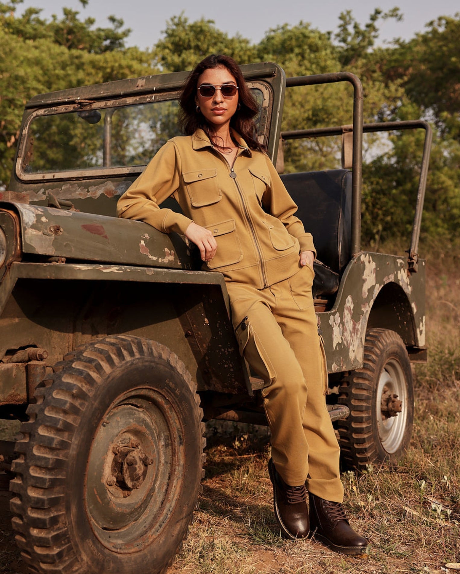Nature Trail Utility - Women's Coord Set in Jungle Khaki