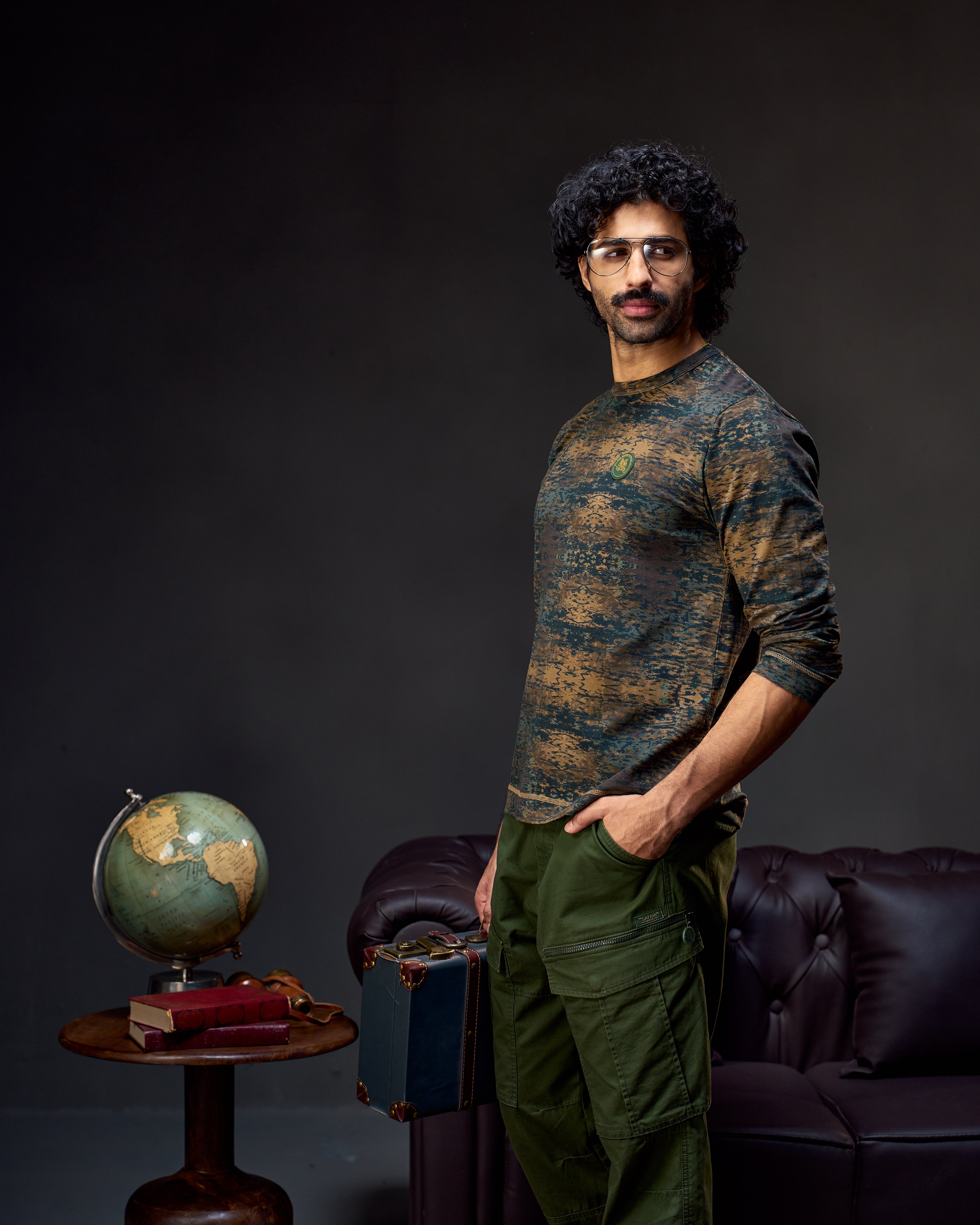 Tiger Track - Full Sleeves Men's Safari Tee in Camo