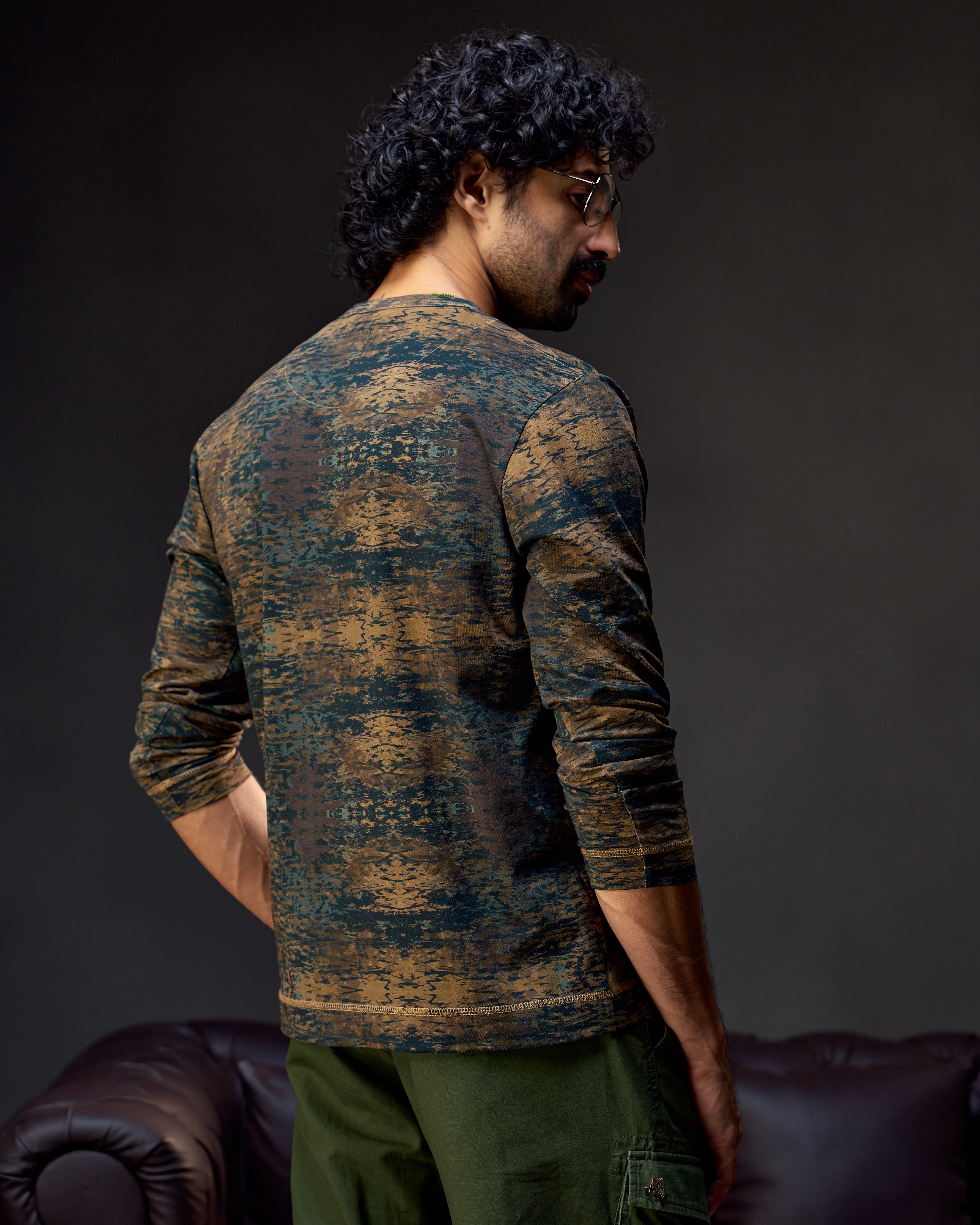 Tiger Track - Full Sleeves Men's Safari Tee in Camo
