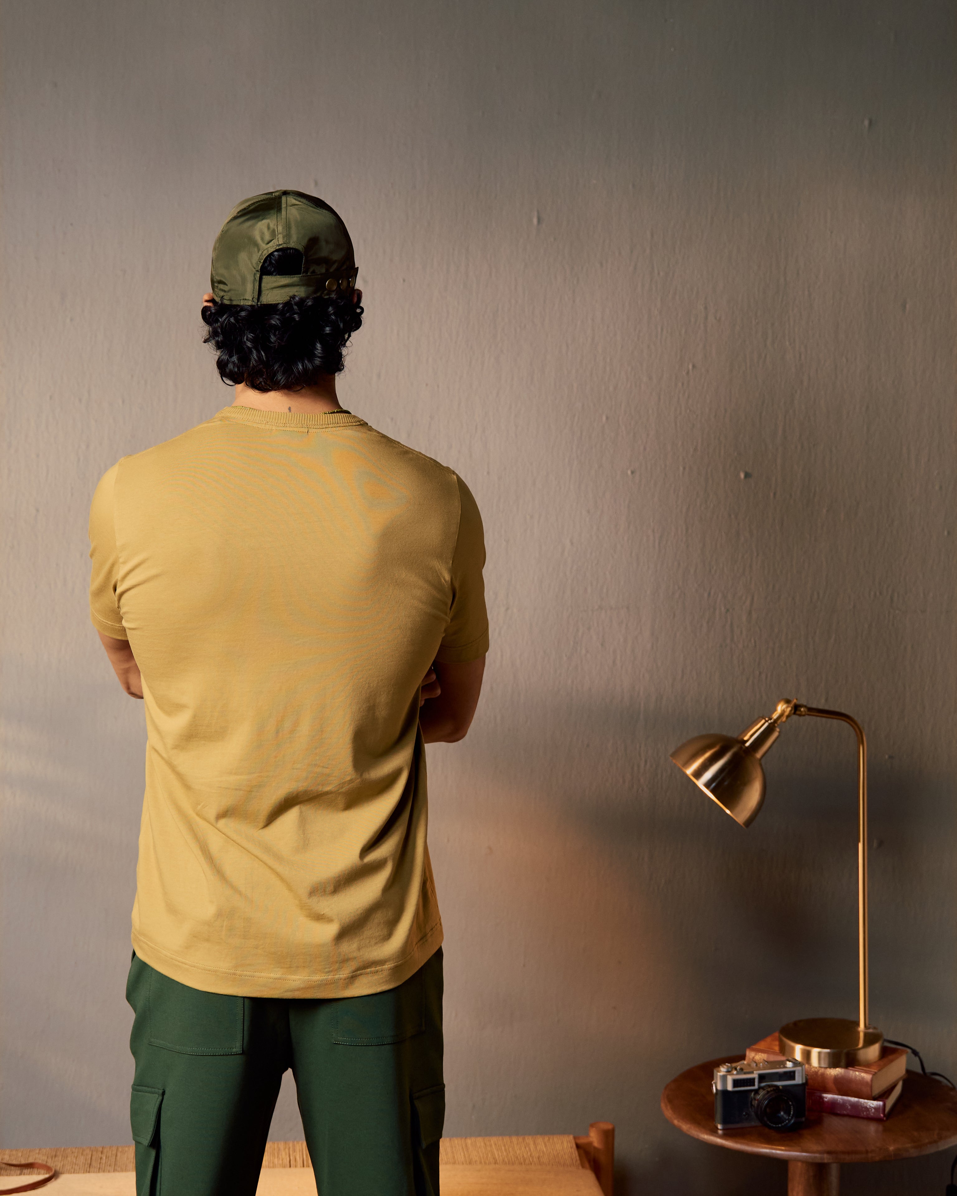 Embossed Tiger  - Men's Safari Tee in Jungle Khaki