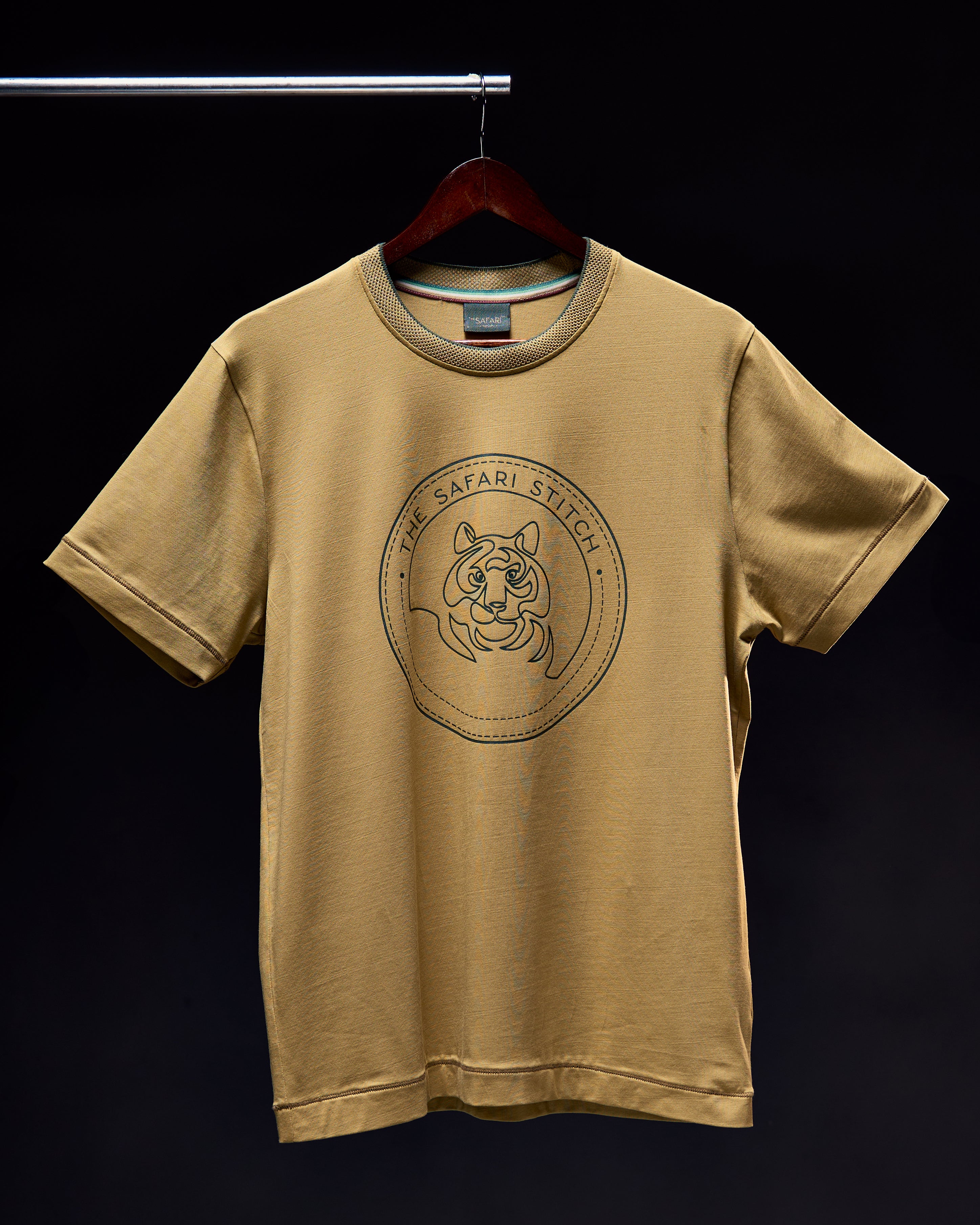 Gazing Tiger - Men's Safari Tee in Jungle Khaki