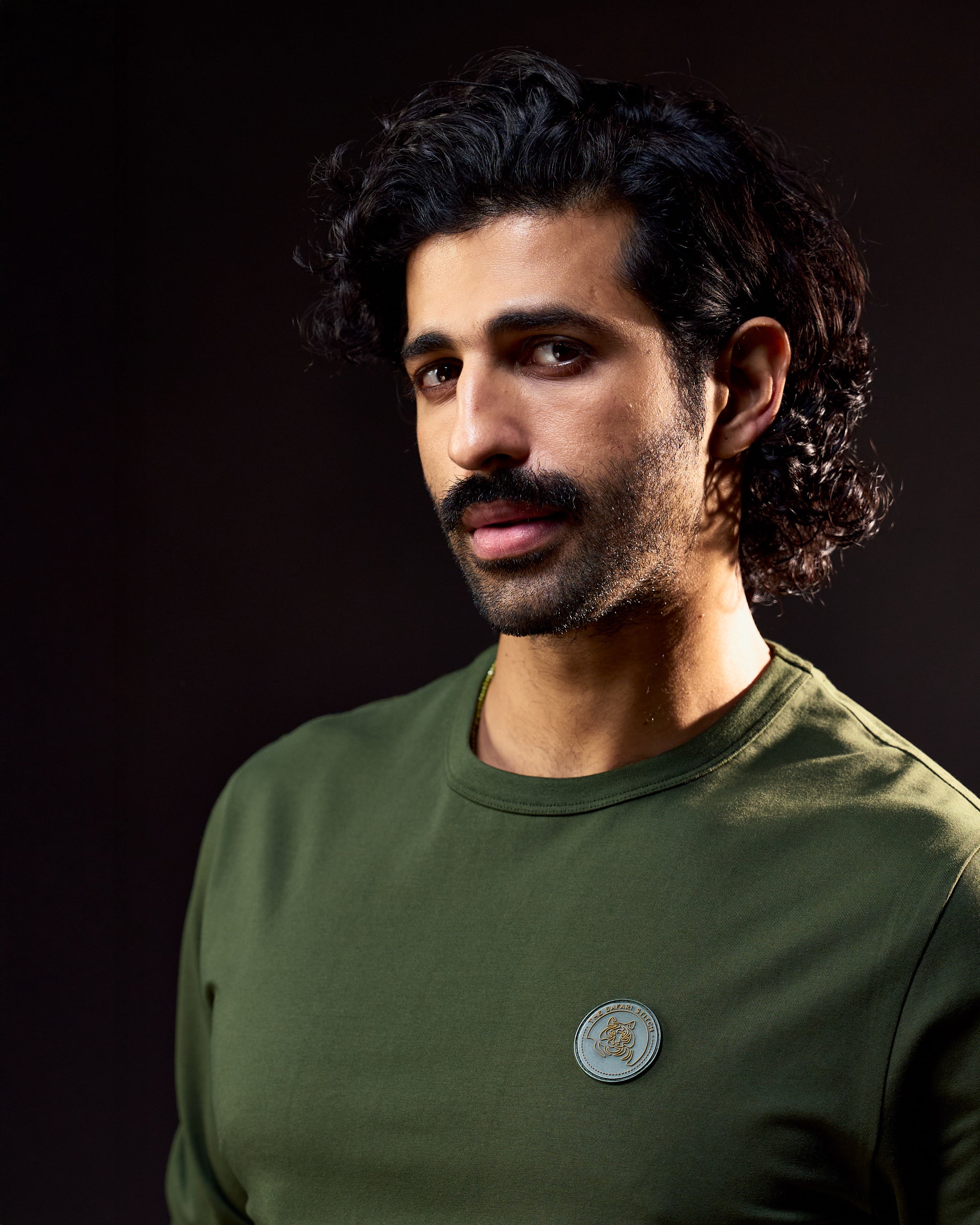 Tiger Crest  - Full Sleeves Men's Safari Tee in Kombu Green