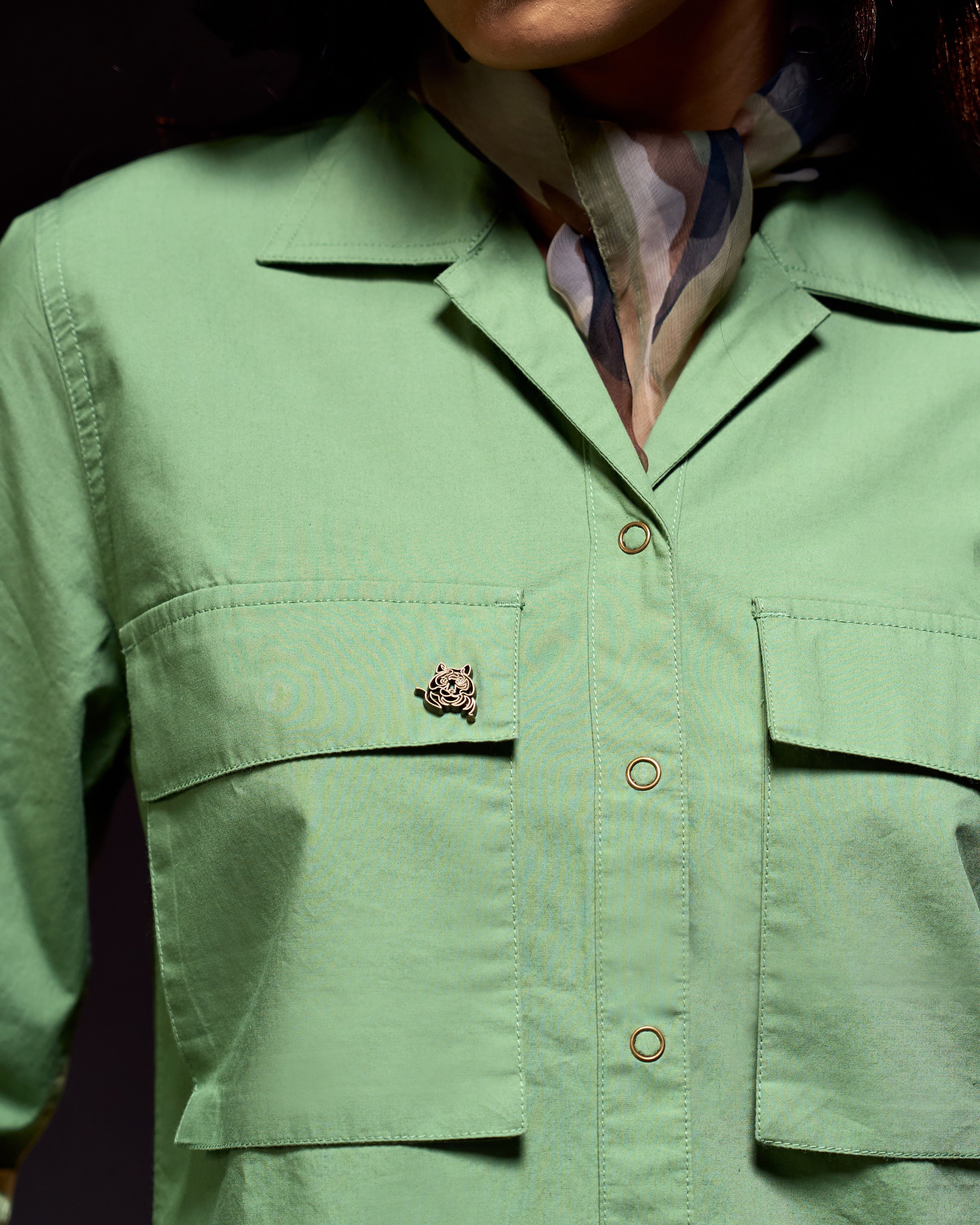 Panthera Air Vent - Women's Safari Shirt in Sal Green