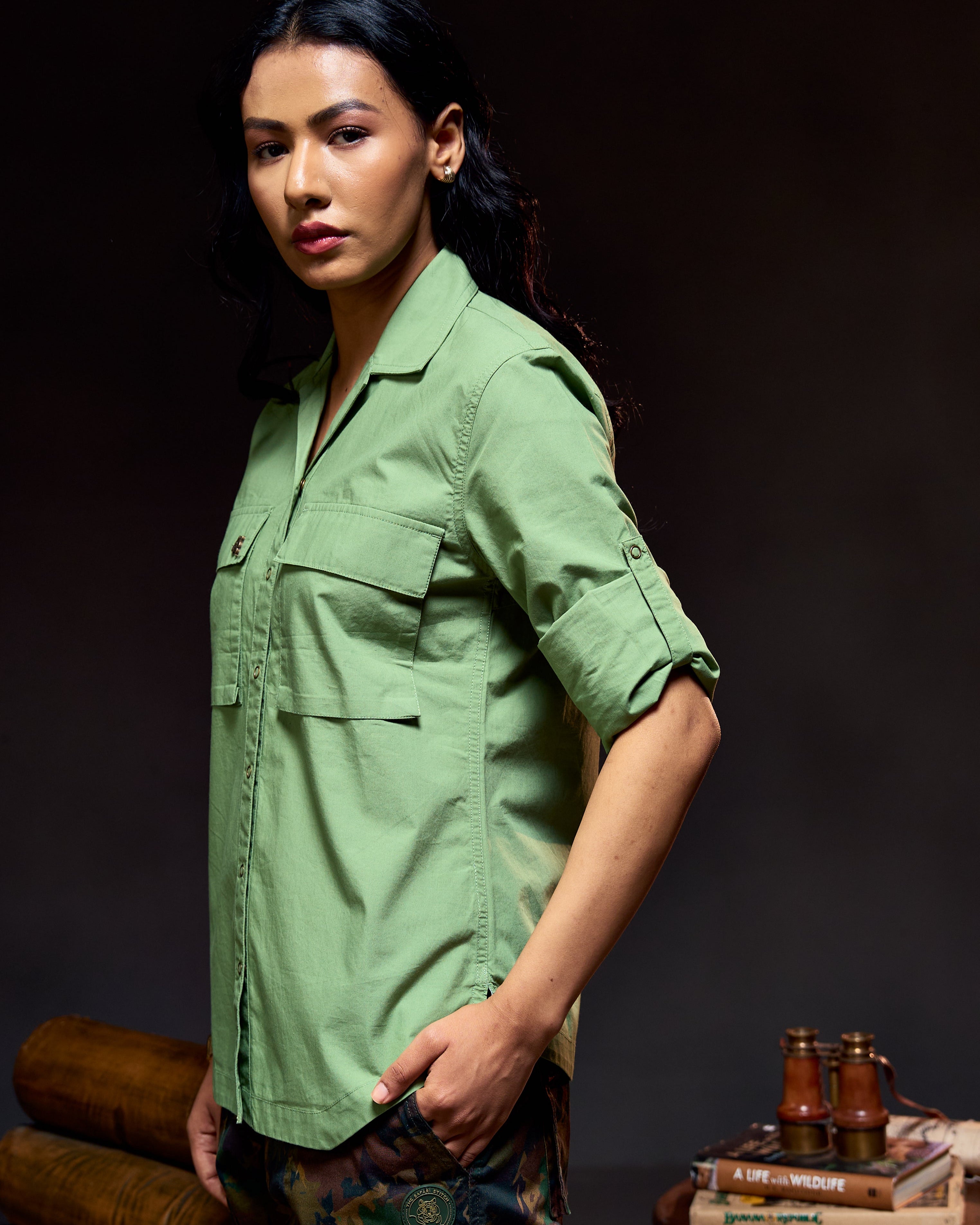 Panthera Air Vent - Women's Safari Shirt in Sal Green