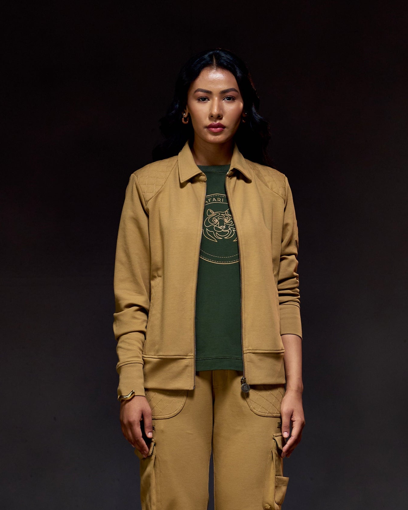 Nature Trail Quilted - Women's Zipper in Jungle Khaki