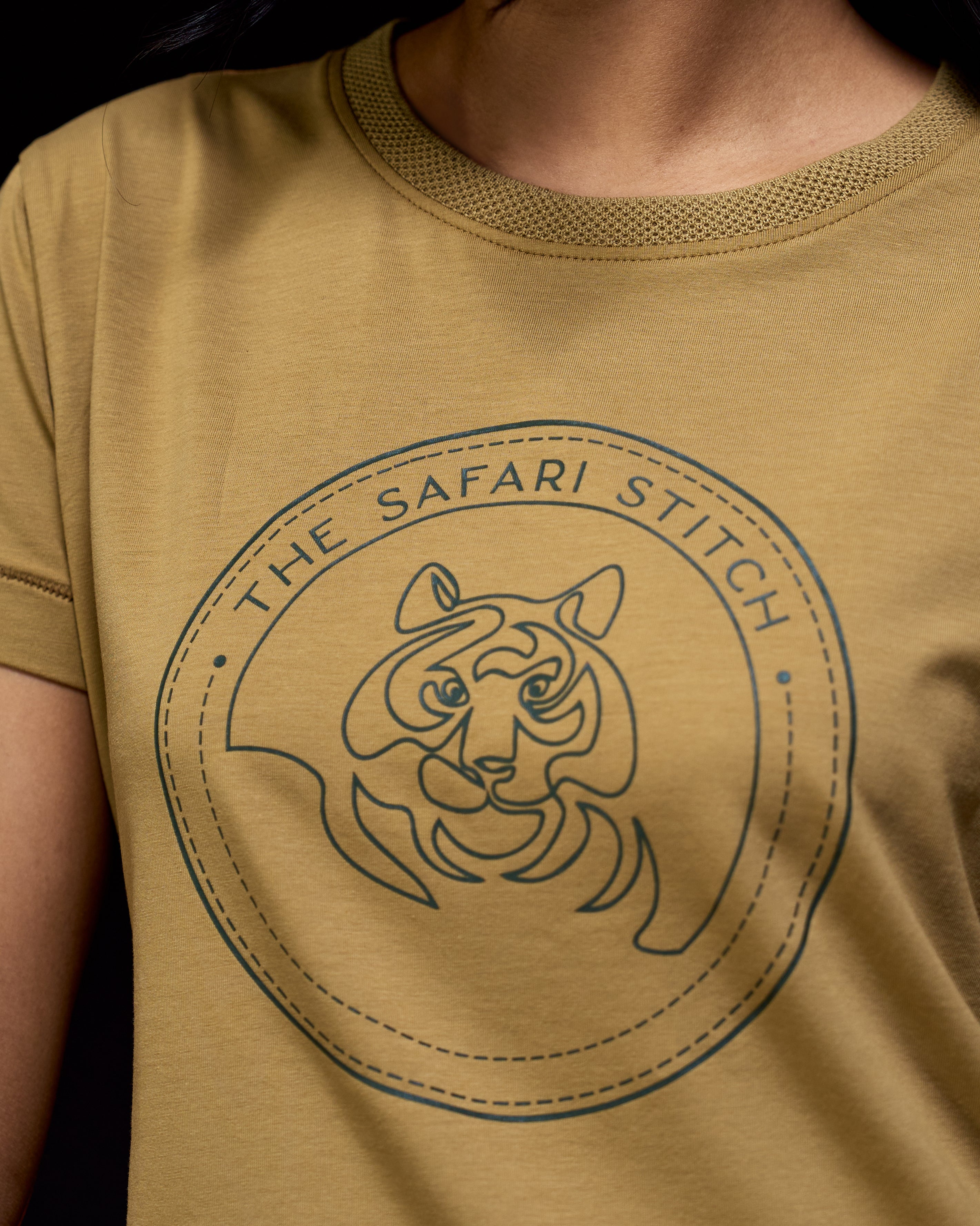 Gazing Tiger - Women's Safari Tee in Jungle Khaki