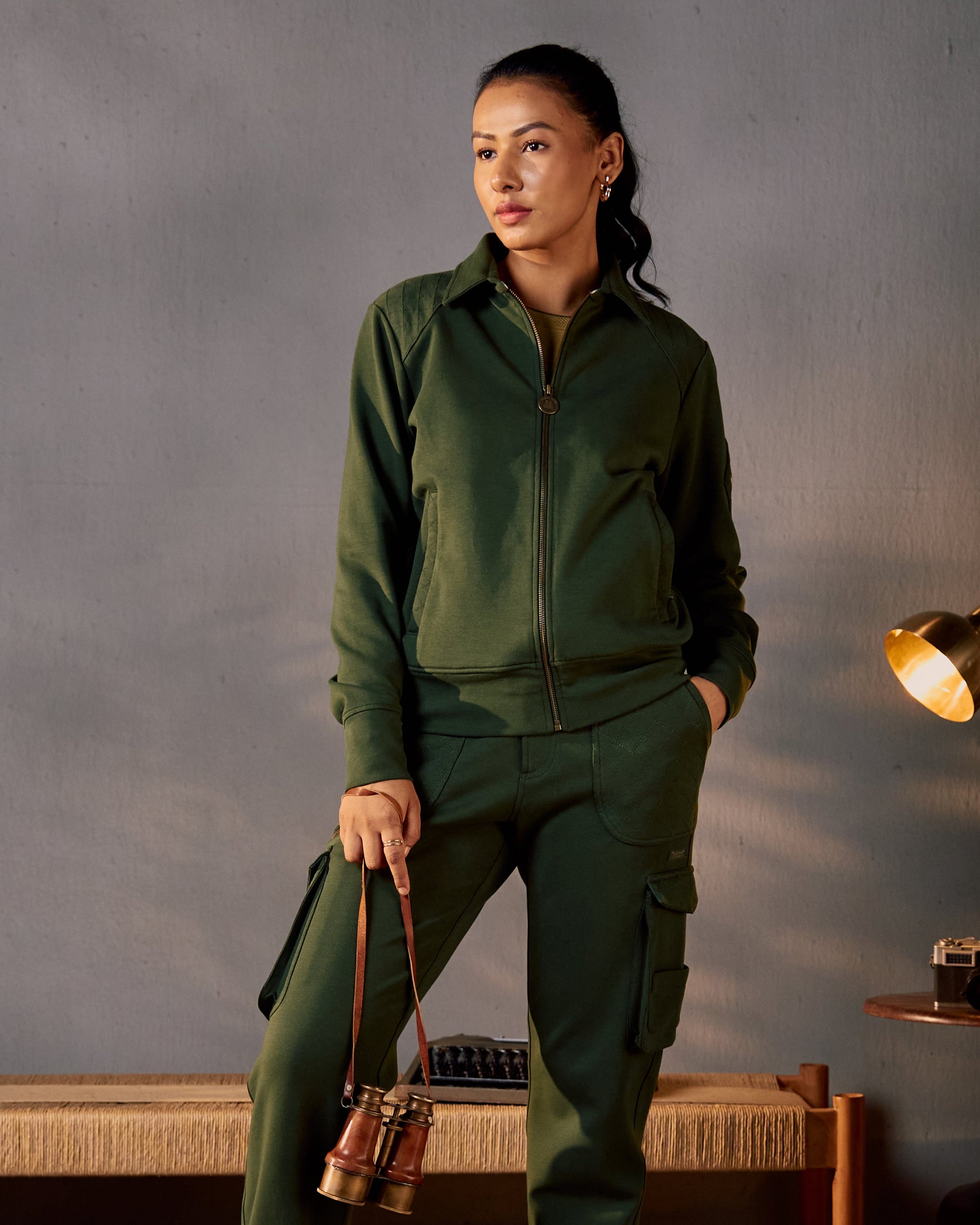 Nature Trail Quilted - Women's Zipper in Kombu Green