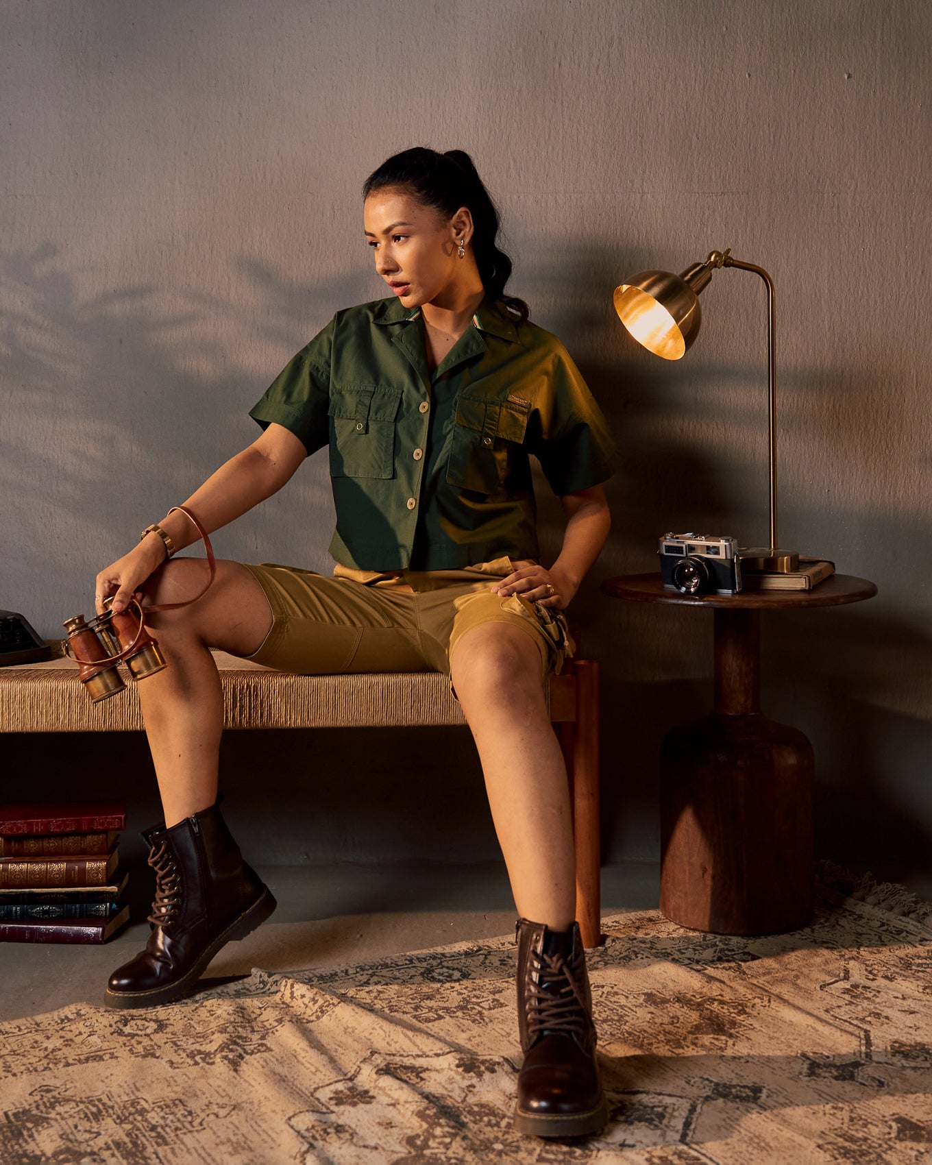 Panthera Crop - Women's Safari Shirt in Kombu Green