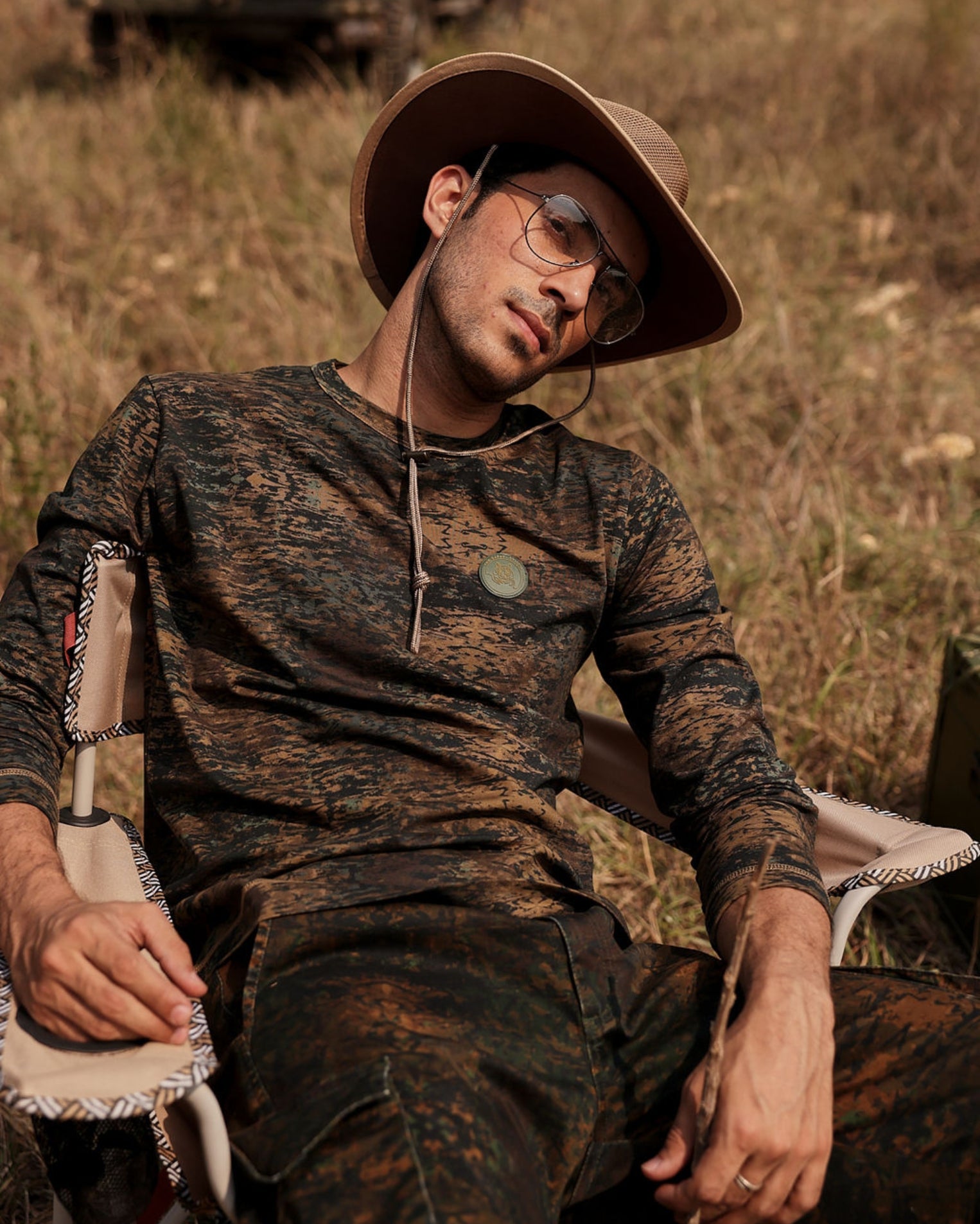 Tiger Track - Full Sleeves Men's Safari Tee in Camo